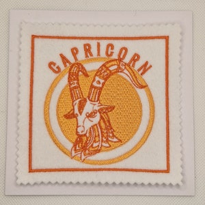 Carte brodée signe du zodiaque Capricorne