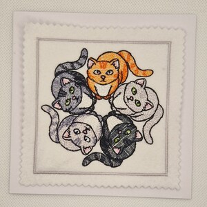 Gestickte Katzen Kreis Karte