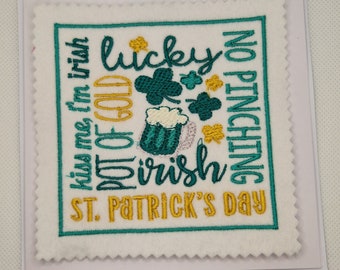 Embroidered St Patricks Block Card