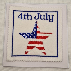 Carte brodée étoile du 4 juillet Amérique