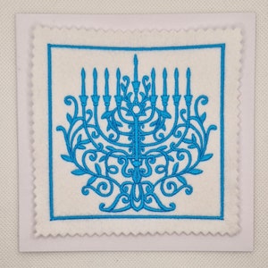 Carte brodée Menorah
