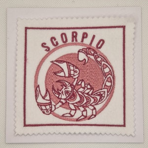 Carte brodée signe du zodiaque Scorpion