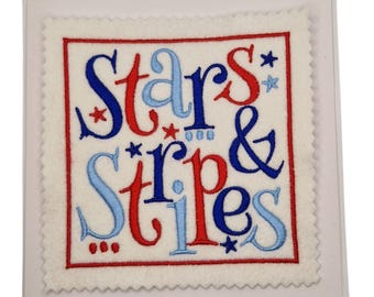 Embroidered America 4th July Independence Day Stars & Stripes Card