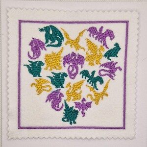 Embroidered Dragon Heart Card