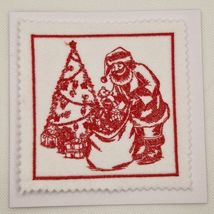 Carte de père Noël brodée