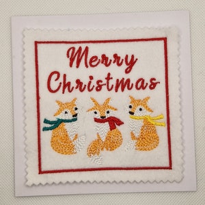 Trio de renardeaux de Noël brodés