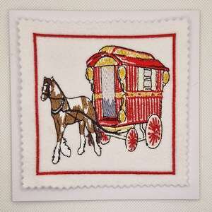 Carte brodée caravane tsigane