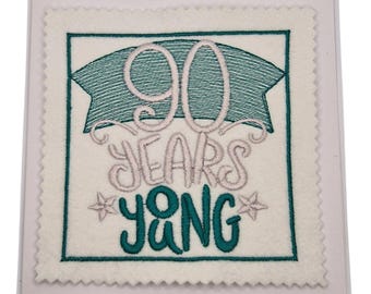 Handgestickte 90er Geburtstagskarte