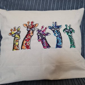 Embroidered Giraffe Colours Cushion