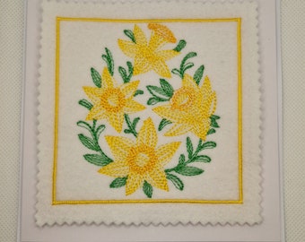 Embroidered Easter Egg Daffodil Card