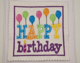 Embroidered Birthday Balloons Card