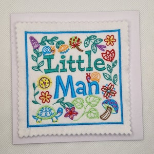 Baby Karte gestickt, neuer kleiner Mann