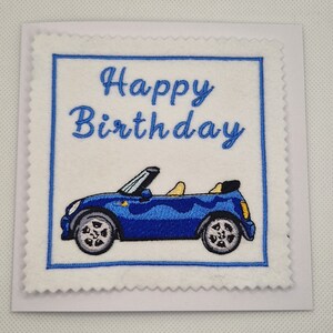 Embroidered Birthday Convertible Car Card
