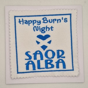 Tarjeta de la noche de Burns bordada