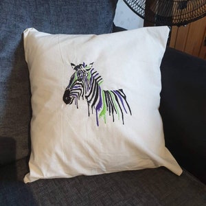 Embroidered Zebra Cushion