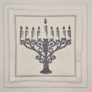 Carte brodée Menorah