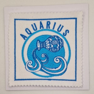 Carte brodée signe du zodiaque Verseau