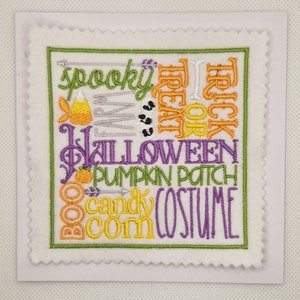 Carte d'Halloween brodée