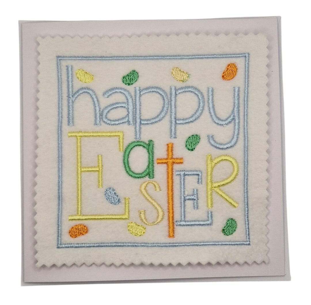 Embroidered Easter Boy Card - Etsy UK