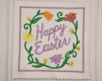 Embroidered Easter Wreath card
