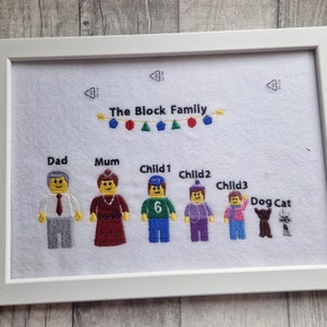 Embroidered Personalised Block Family Framed Picture