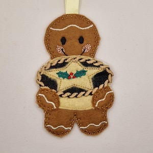 Haftowane ciasto Mince Pie Piernikowy Ludzik