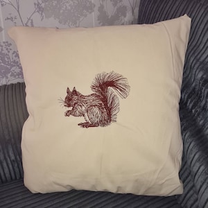 Embroidered Squirrel Cushion