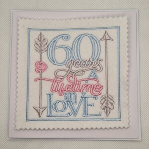 Carte d'anniversaire 60 ans brodée (diamant)