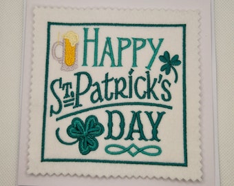 Embroidered St Patricks Day Block Card
