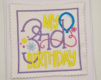 Embroidered 3rd Birthday Card