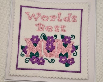 Embroidered Mum Flowers Card