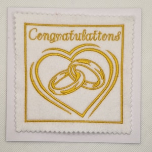 Embroidered Wedding Rings Heart Card