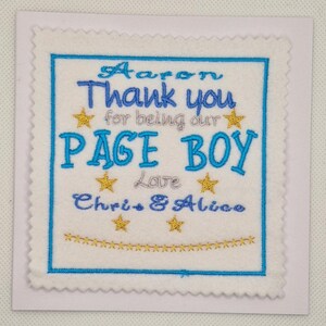 Embroidered Thank You Page Boy Wedding Card