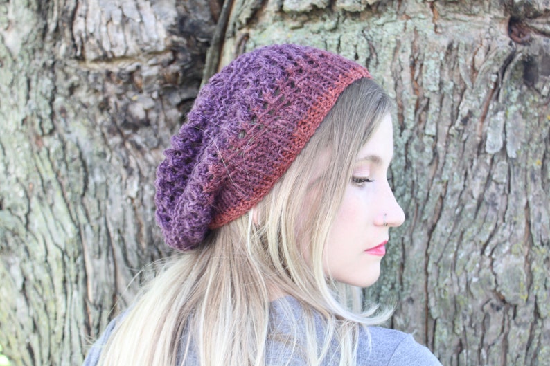 Boho Slouchy knit slouchy pattern knit hat pattern Knitting Pattern for Birmingham Lace Slouchy Bohemian Slouchy hat Lace slouchy