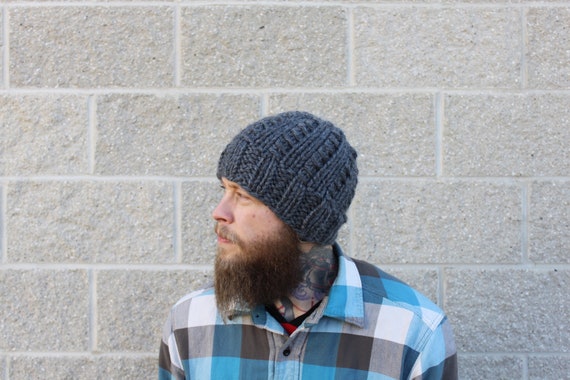 Knitting Pattern for Men's Gettysburg Knit Beanie, Men's hat, Men's Knit hat, Men's Knit Beanie, Texture, Gray Knit Beanie, Unisex Beanie