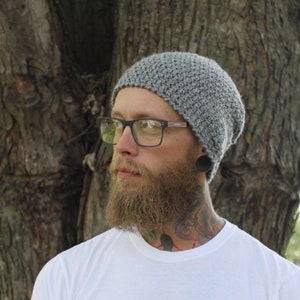 Crochet Pattern Unisex Slouchy Hat | Faux Knit Ribbed Beanie | Textured Knit Look Skull Cap | Easy Adult DIY Crochet Men's Hat | image 7