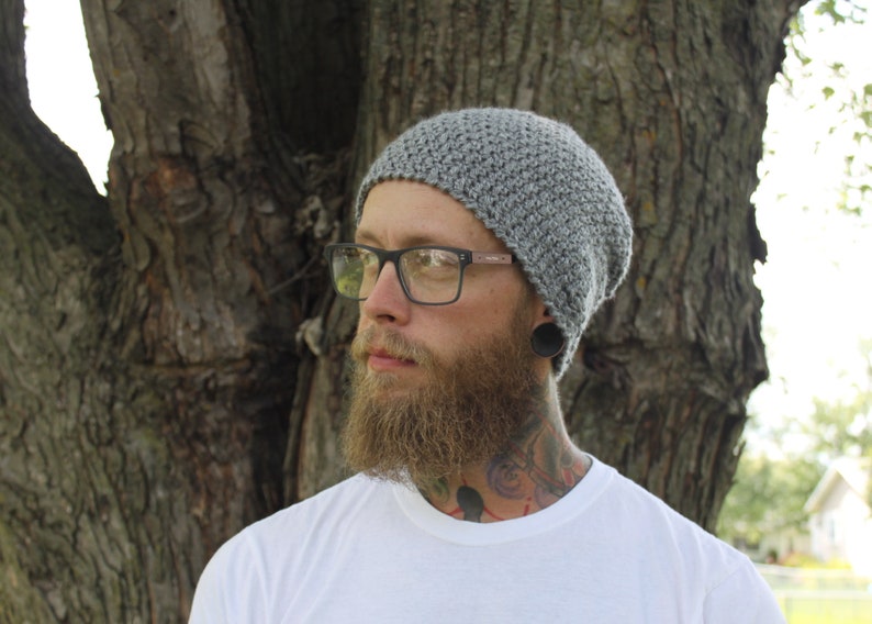 Crochet Pattern Unisex Slouchy Hat | Faux Knit Ribbed Beanie | Textured Knit Look Skull Cap | Easy Adult DIY Crochet Men's Hat | image 7