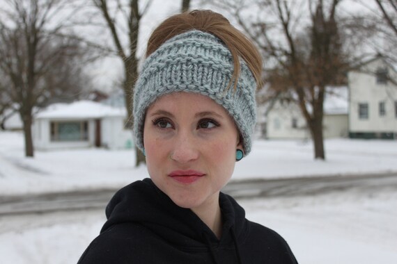Knitting Pattern for Brooklyn Messy Bun Hat, Knit Pony Tail