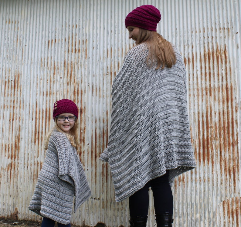 Crochet Pattern for Portland Mommy and Me Poncho, Crochet Poncho Pattern, Poncho, Ruana, Coat, Coat Alternative, Crochet Poncho Pattern image 5