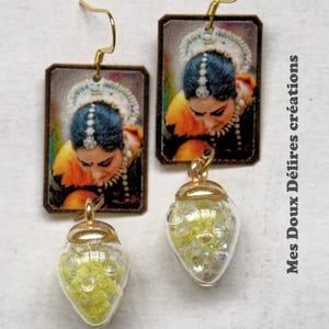 Eternal feminine earrings: Indian, artisan copper, sparkling jar blown glass, unique creation MesDouxDelires, 65mm