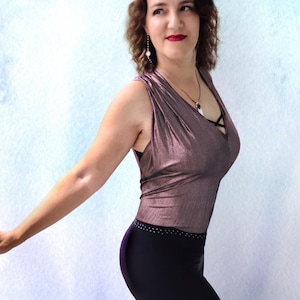 Pink Metallic Rave Outfit Catsuit | Bachata Dancewear Jumpsuit | Festival Dance Wear | Exotic Dancewear Bodysuit | Pole Dance Wear Clubwear