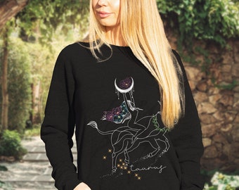 Taurus Sweatshirt Aesthetic Sweatshirt Botanical Shirt Astrology Celestial Zodiac Sweatshirt Goblincore Clothing Witchy Shirts Taurus Shirt