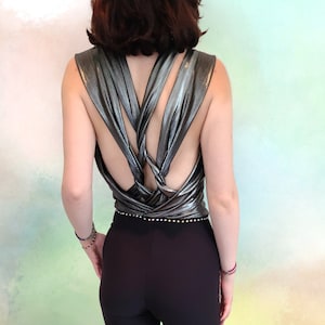 SILVER Metallic Rave Outfit Catsuit | Bachata Dancewear Jumpsuit | Festival Dance Wear | Exotic Dancewear Bodysuit |Pole Dance Wear Clubwear