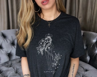 Aries camisa mística manga botánica estética ropa bruja camisas Zodiac camiseta celestial Horóscopo camisas Astrología camisa Aires camiseta Aires