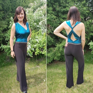 BLUE JUMPSUIT | Dancewear Jumpsuit With Blue Metallic Twist Back Detail