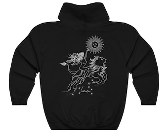 Leo Zodiac Hoodie Aesthetic Hoodie Fine Line Botanical Shirt Astrology Sweatshirt Witchy Hoodie Celestial Horoscope Zodiac Hoodie Sweatshirt