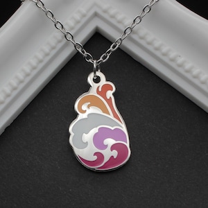 Pride Wave - Lesbian Flag - LGBT Necklace - Enamel Pendant