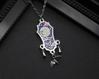 Fullmoon Bat Dream Necklace - purple - Enamel pendant