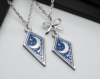 Moonrise necklace - moon - blue - enamel pendant