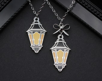 Gothic Lantern Necklace - black yellow - Enamel pendant